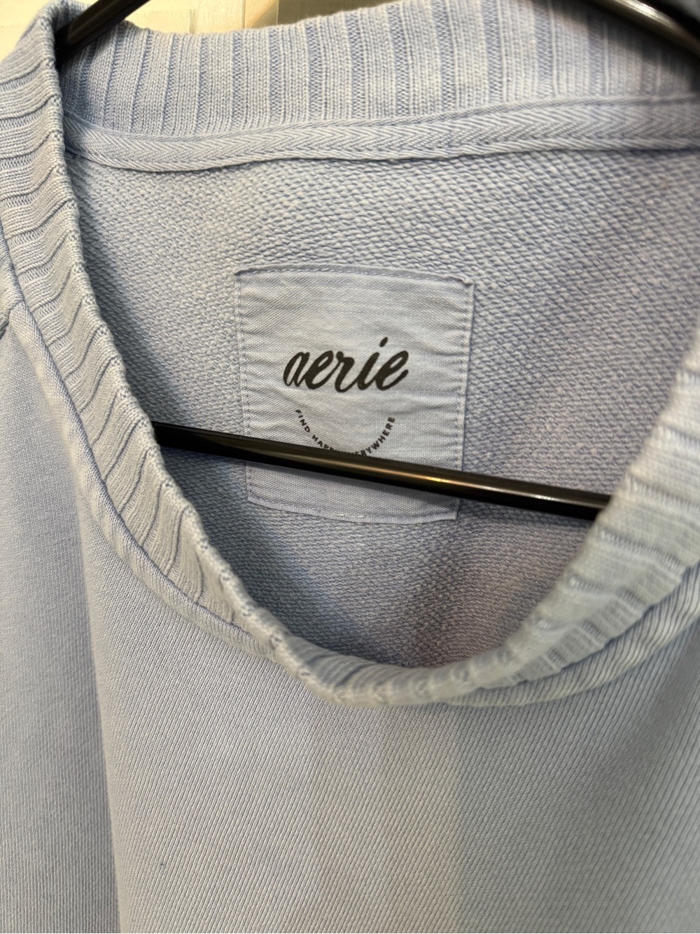 Aerie Pastel Blue Crewneck Sweatshirt Oversized. Cozy cotton blend. Size S - Picture 2 of 6